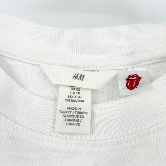 H&M Womens Oversized The Rolling Stones Graphic T Shirt Band‎ Tee Size XS White - Picture 3 of 6